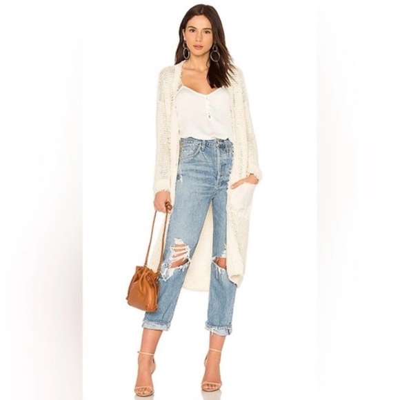 Free People Sweaters - FREE PEOPLE Woodstock Longline Cardigan In Ivory